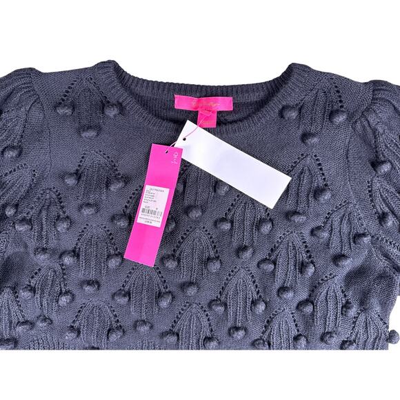 Lilly Pulitzer Sweater Neuve Black Baubles Women's M Blouson Sleeves Crew Neck - Picture 3 of 6